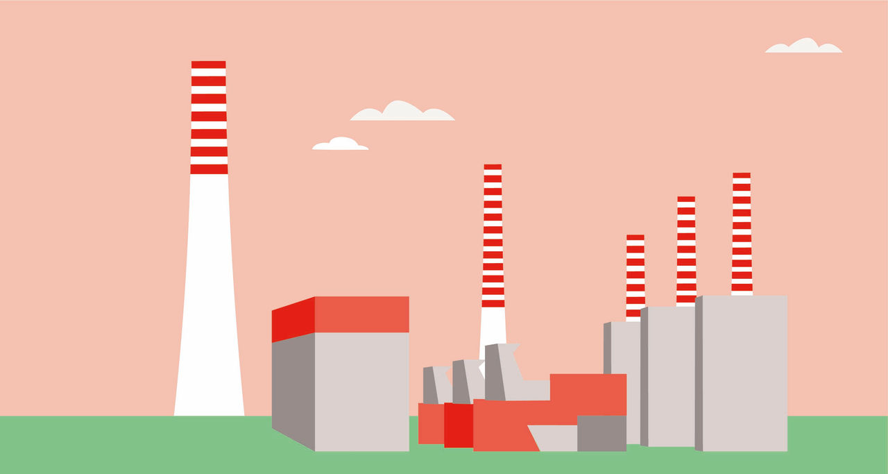 Illustrazione di un impianto industriale: l’interrompibilità del gas per le aziende è uno strumento per la remunerazione di una quota gas