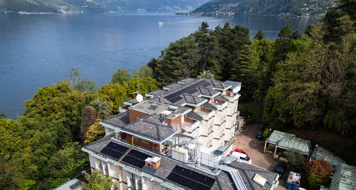 Panoramica della Residenza per Anziani Mario e Rina Molina a Luino, dove gli interventi di riqualificazione energetica di E.ON hanno migliorato efficienza delle strutture e benessere degli ospiti